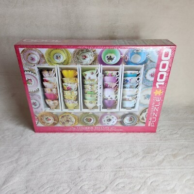 #ad Eurographics Jigsaw Puzzle 1000 Piece Colorful Tea Cups 19 x 26 Premium Quality $19.99