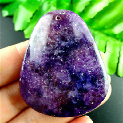 #ad Pretty Natural Purple Lepidolite Stone Bell shaped Pendant Bead 47x39x7mm LZYM6 $4.99