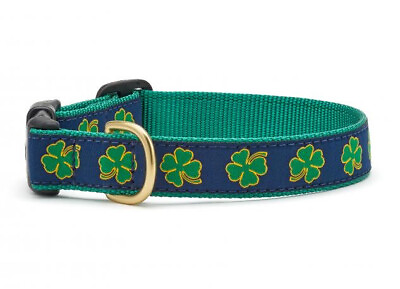 #ad Up Country Dog Collar Navy Shamrock Adjustable Made In USA XS S M L XL XXL $24.00
