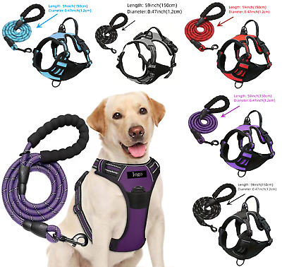 #ad Dog Harness Kit Training Leash No Pull Control Adjustable Large Handle Heavy Dut $20.95