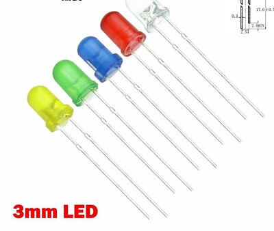 #ad LED Light Assorted Kit DIY Set White Yellow Red Green Blue Five kinds 3mm 100Pcs $9.74