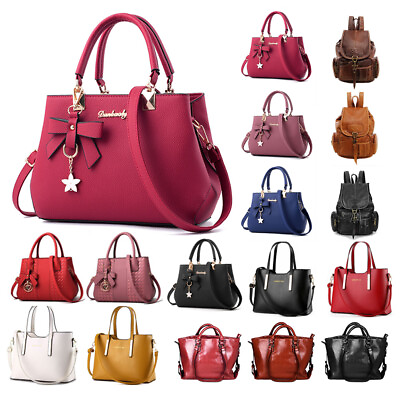 #ad Women PU Leather Handbag Shoulder Bag Crossbody Satchel Messenger Purse Tote $16.94