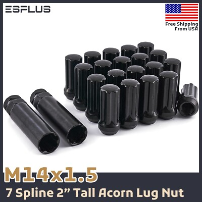 #ad 32pc 2quot; Black 14x1.5 Spline Lug Nut For GMC Sierra2500 Sierra3500 Yukon XL 2500 $31.49