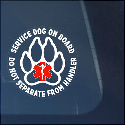SERVICE DOG ON BOARD CLEAR VINYL DECAL STICKER FOR CARTRUCK WINDOW PRINT DESIGN $12.95
