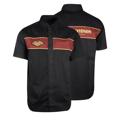 #ad Harley Davidson Men#x27;s Black Beauty 120 Anniversary Mechanic Shirt Woven S S 506 $42.90
