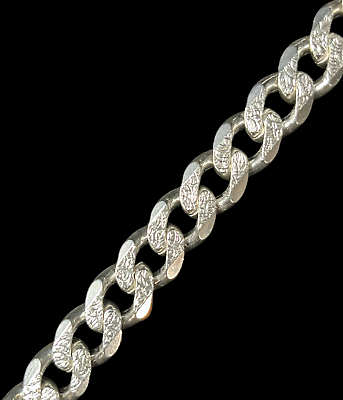 #ad Cuban Link 14KT White 925 Pure Silver With Diamond Cut Finish 22 INCH $379.99