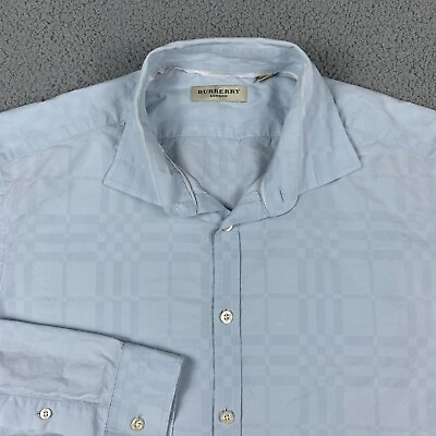 #ad VTG Burberry Shirt Mens 17. 5 44 XL Blue Geometric Designer London Button Up $46.77