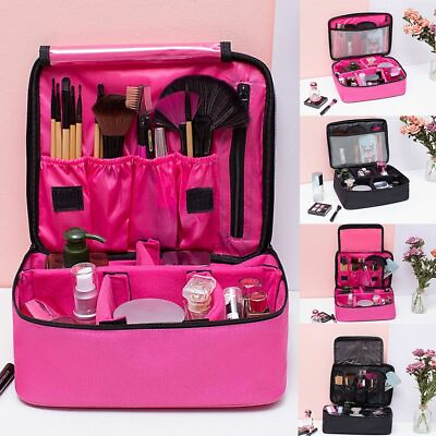 #ad Big Makeup Bag Cosmetic Case Professional Storage Handle Organizer Travel Kit $11.95