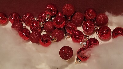 #ad Red Christmas Mini Ornaments 1.25quot; Non Shatter Shiny and Glitter 25 pcs. $9.99