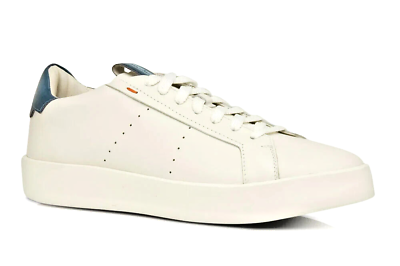 #ad SANTONI Part White Blue Leather Sneaker MSRP $620 US 8.5 $400.00
