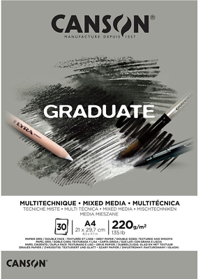 #ad CANSON Graduate Mixed Media 200gsm A4 Paper Double Sided: Grained And Smooth P $24.99