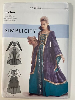 #ad Simplicity 9166 Renaissance Medieval Costume Womens Sizes 6 14 Uncut $5.99