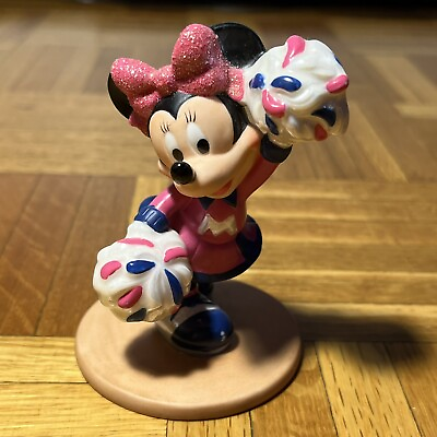 #ad Disney Pink Minnie Mouse Cheerleader Porcelain 4” Figurine $17.99