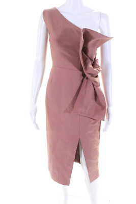 #ad Keepsake Womens Draped Wrapped One Shoulder Zipped Sheath Dress Pink Size XS $44.41