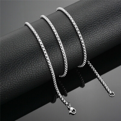 #ad Round Box Chain Stainless Steel Necklace Silver Men Women 16quot; 32quot; Deziloo $6.26