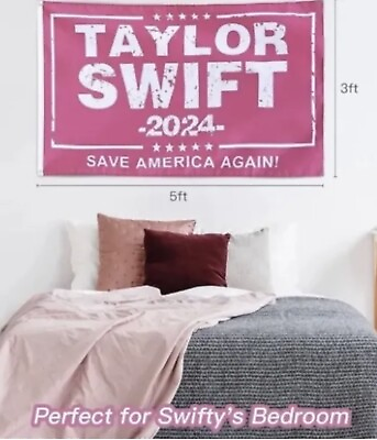 #ad Taylor Swift 3’X5’ Save America Again 2024 Pink Banner Flag Room Decor Tapestry $9.47