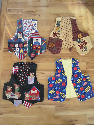 #ad Cotton Fabric Vests School Dog Fall Autumn One Size Large Lot 4 $19.97