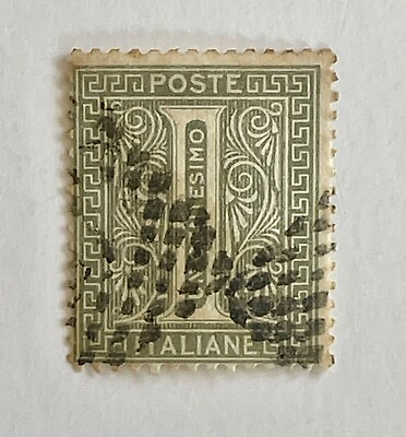 #ad Italy Scott Italy 24 1864 1c used stamp previously hinged $2.79