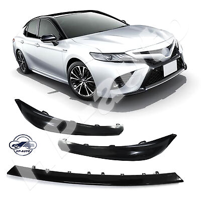 #ad 3Pcs For 2018 2020 Toyota Camry SE XSE Front Bumper Lower Grille Trim Molding $38.47