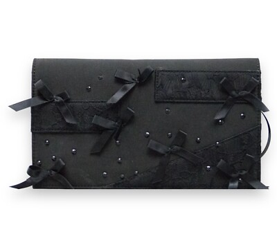 #ad Neiman Marcus Black Shoulder Clutch with Bows $12.85