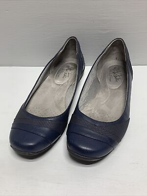 #ad LifeStride Slip On Flats Dig Shoes Size 9 M Navy Faux Leather $14.99