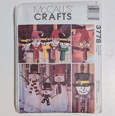 #ad McCalls 3778 Pattern Christmas Decor Snowman Greeters Ornaments Wall Hanging NEW $10.00