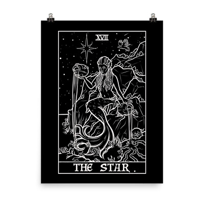 #ad The Star Tarot Card Poster Siren Mermaid Pagan Witch Halloween Gothic Wall Art $29.99