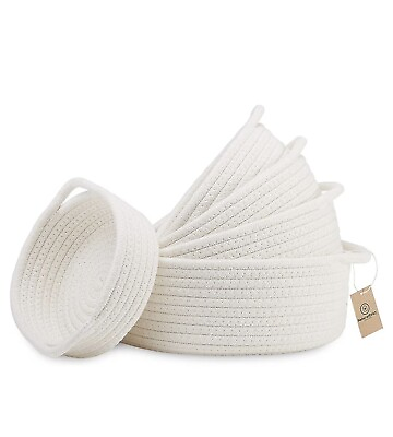 #ad New 5 pack SET Rope style woven baskets by Natural Cozy cream Off White $28.00