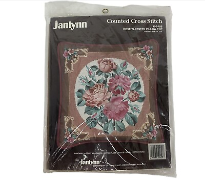 #ad Janlynn DIY Cross Stitch Rose Tapestry Pillow Top Embroidery Floral Kit #50 458 $19.50