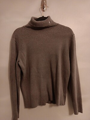 #ad Grey Ralph Lauren Lauren Cotton Ribbed Turtle Neck W embroidered RLL Size M $19.99