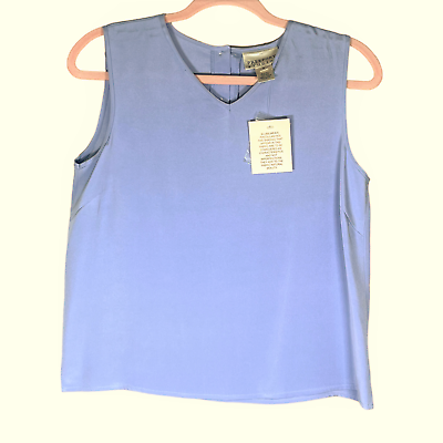 #ad Freeport Studio Womens 100% Silk Tank Top Size S Blue V Neck Office Business NWT $14.67
