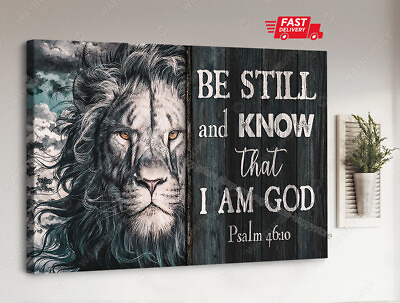 #ad Lion of Judah Lion king Be still and know that I am God Jesus Landscape P... $19.32