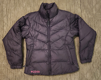 #ad Women#x27;s Black Pink Columbia Down Insulated Short Puffer Jacket Coat M $25.00