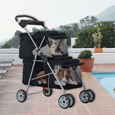 #ad Two Layer Pet Stroller Folding Travel Camping Dog Stroller For Small Medium Pet $88.96