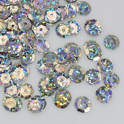 #ad 3000 Silver Laser Hologram 8mm CUP round loose sequins Paillettes sewing Wedding $3.59