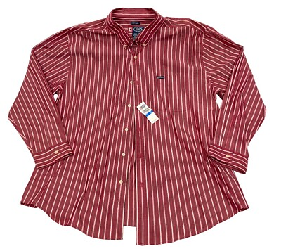 #ad Chaps Ralph Lauren Red Stripe Vintage NEW Button Down Shirt Mens XL Long Sleeve $19.99