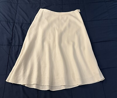#ad Chaps Linen Skirt Size 16 White Knee length Lined Long Used $17.00