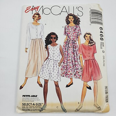 #ad Vtg Easy McCalls Sewing Pattern UnCut 6466 Miss Top Split Skirt Shorts 12 14 16 $6.96
