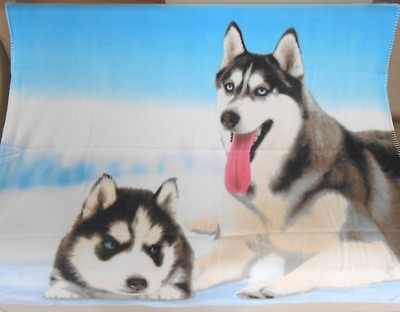 #ad New Soft Winter Husky Siberian Fleece Throw Gift Blanket Puppy Dog Breed Novelty $19.95