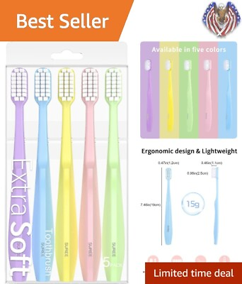 #ad Gentle Soft Toothbrush 5 Pack Ultra Soft Bristles 10000 Micro Nano $16.99