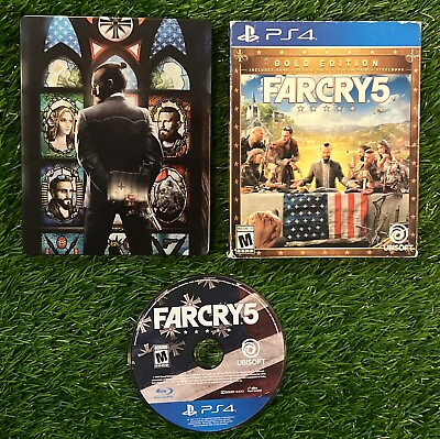 #ad Far Cry 5 Gold Edition Sony PlayStation 4 PS4 Steal Book Tested $24.02