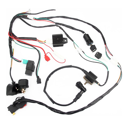 #ad 1 Set ATV Wiring Harness Loom Solenoid Ignition Coil CDI Fit For 50cc 110 125cc $49.29