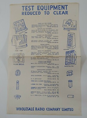 #ad Vintage Flyer for Test Equipment from Wholesale Radio Company $15.29