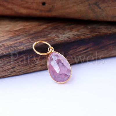 #ad Pink Sapphire Cut Charms Solid 18K Gold Charms Gift For Birthday Charms Pendant $64.53