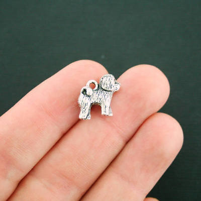 4 Dog Charms Antique Silver Tone 3D Just Adorable SC7378 $4.50