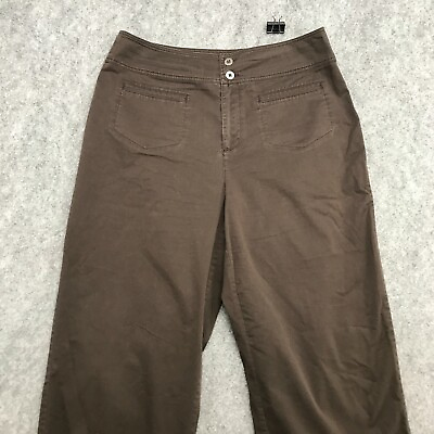 #ad Chico#x27;s Pants Womens Size 1.5 Straight Leg 2 Button Closure Brown Lightweight $14.99