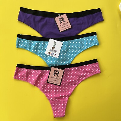 #ad Set 3 Cotton Sexy Women Thong Panties Lingerie Underwear Polka Dot L $5.85