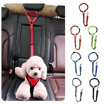 #ad Dog Seat Belt Dog Car Harness Headrest Restraint Adjustable Nylon Reflective Rop $7.91