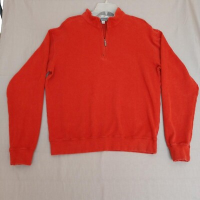 #ad Peter Millar Sweater Men Large Red Quarter Zip Preppy Golf Lightweight Adult $32.88