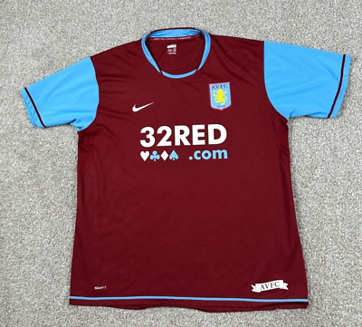 #ad Aston Villa Jersey Men Extra Large Red Nike Dri Fit 2007 08 Home Soccer Football $39.95